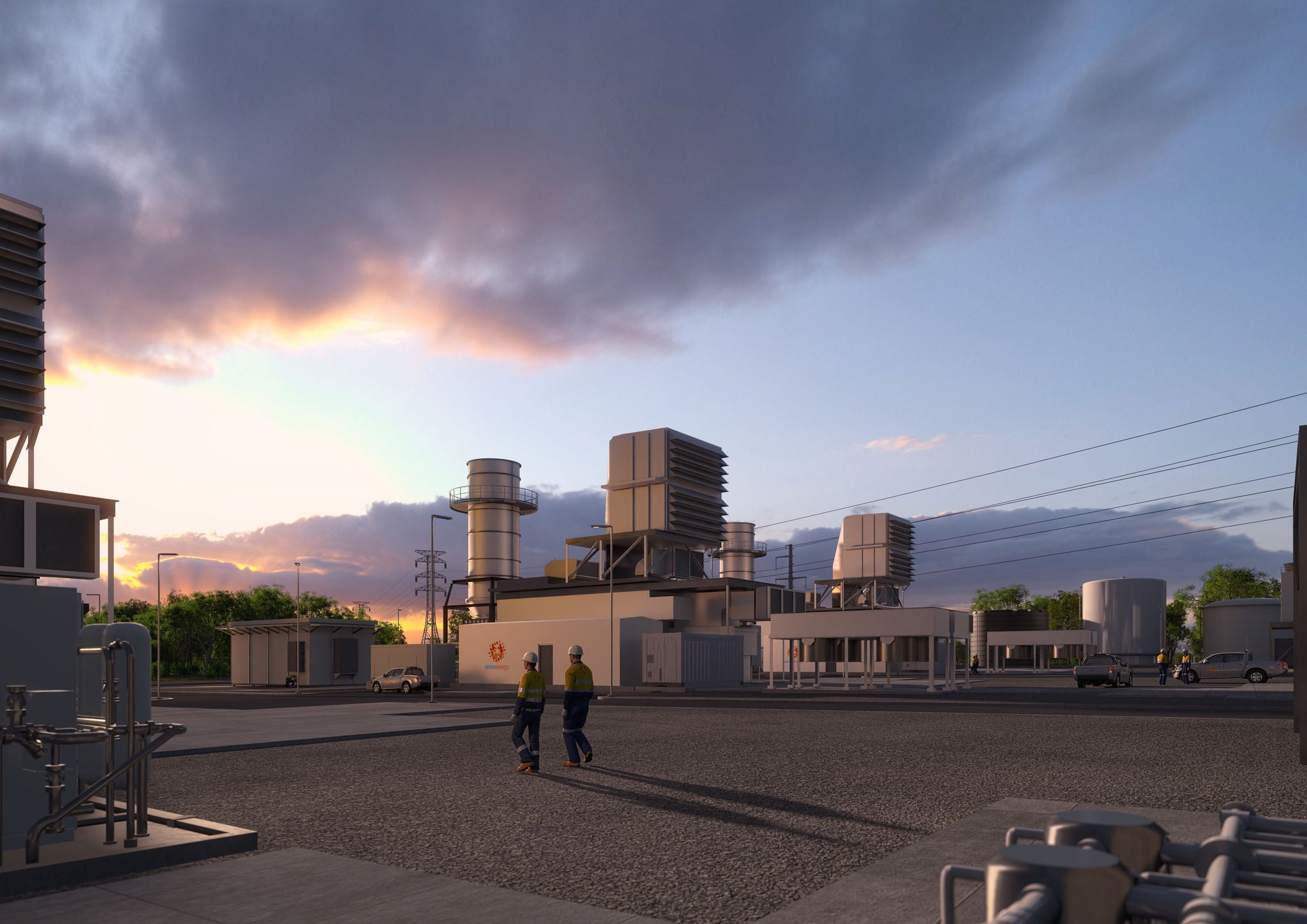 A CG concept showing a view of the proposed Braemar Energy Hub site on completion